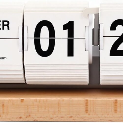 Flip Clock ABS, PVC, Walnut Wood Approx. 17x8.5x7.5cm