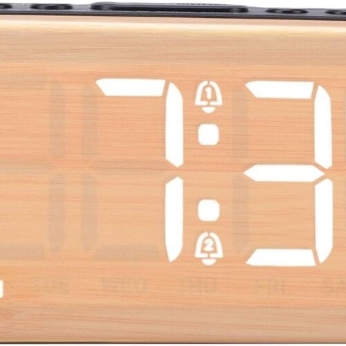 Digital Alarm Clock ABS, Wood Approx. 16.0x6.9cm/6.3x2.7in